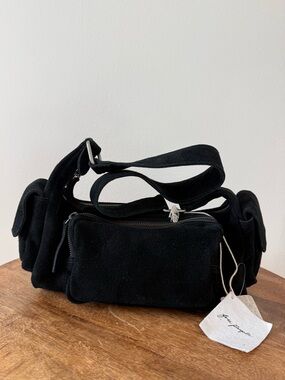 NWT Free People Siren Suede Shoulder Bag in Black O/S